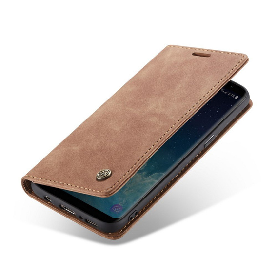 Husa CASEME pentru Samsung Galaxy S8, Leather Wallet Case, maro