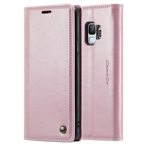 Carcasă flip CASEME pentru Samsung Galaxy S9, Waxy Textured, roz