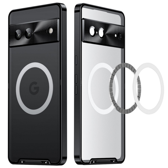 Carcasă de protecție pentru camera foto pentru Google Pixel 8, CamShield MagSafe, transparent / negru