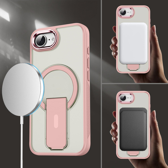 Husă pentru Iphone 16E, Kickstand Matt Case, pentru MagSafe, roz