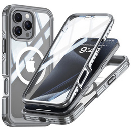 Husă pentru iPhone 16 Pro, Shockproof, cu sticlă, pentru MagSafe, gri