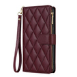 Husă cu clapetă pentru Samsung Galaxy S25 Edge, Rhombus Crossbody Leather, maroon