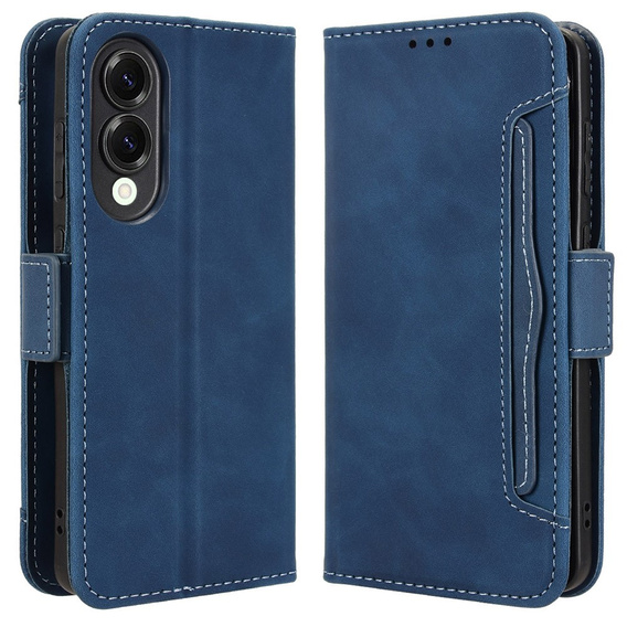 Cu clapetă pentru Samsung Galaxy S25 Edge, Card Slot, albastru închis