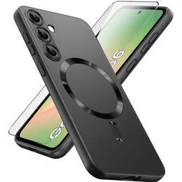 Carcasă pentru Samsung Galaxy A56, ColorMag, pentru MagSafe, negru + sticlă călită 9H