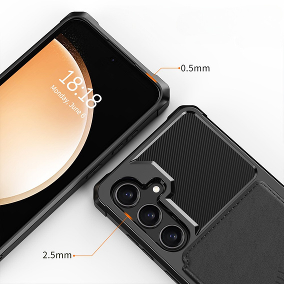 Husa pentru Samsung Galaxy A35 5G, Card Holder Kickstand, negru