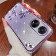 Husă pentru Oppo A58 4G, Glitter Flower, violet