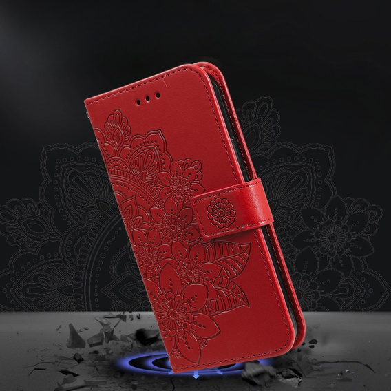 Cu clapetă pentru Samsung Galaxy A54 5G, Mandala Flower, roșu
