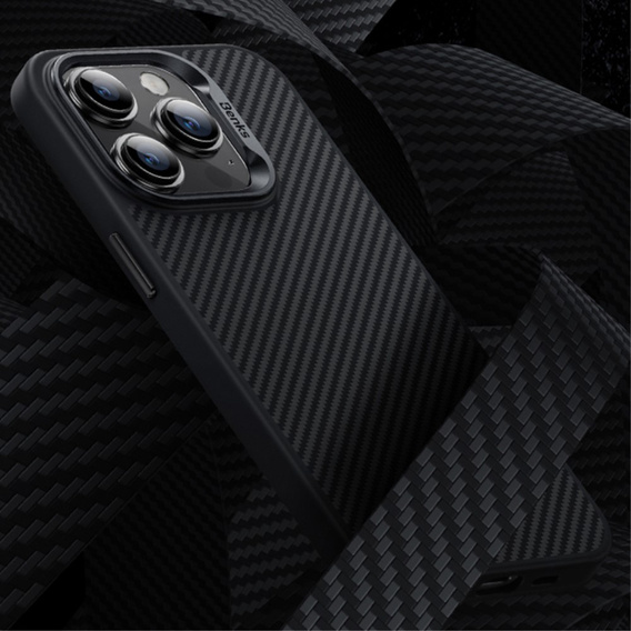 Carcasa BENKS Kevlar pentru iPhone 15 Pro Max, pentru MagSafe, Carbon Fiber, negru