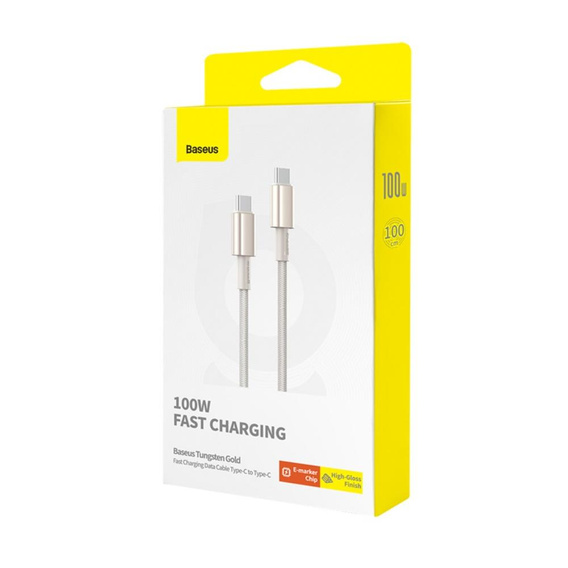 Baseus Tungsten Gold Cablu USB-C la USB-C 100W 1m – Titanium Galaxy, auriu