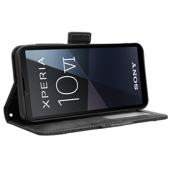 Cu clapetă pentru Sony Xperia 10 VI, Card Slot, negru