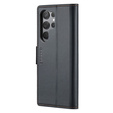 Husă pentru Samsung Galaxy S25 Ultra, ERBORD Glossy Litchi, portofel cu clapetă, negru