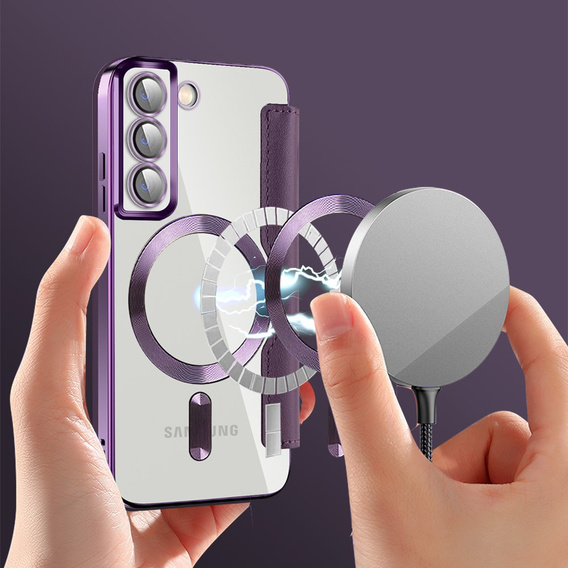 Cu clapetă pentru Samsung Galaxy S22 5G, RFID Wallet MagSafe CamShield, violet
