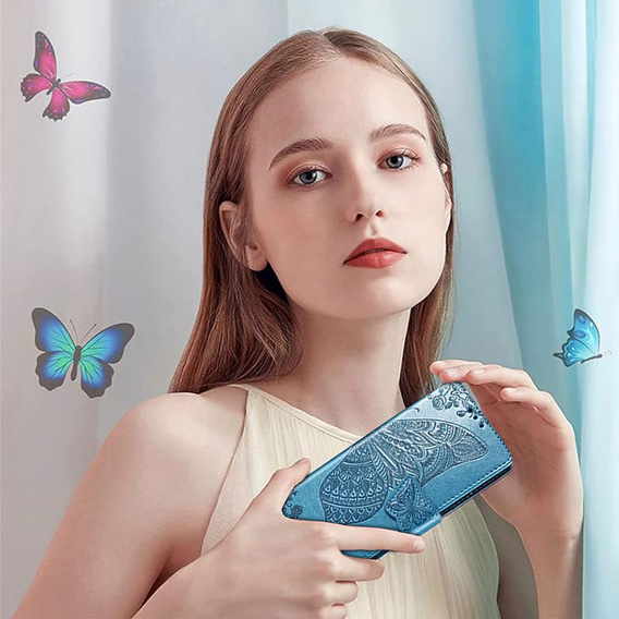Cu clapetă pentru Motorola Edge 60 / 60 Fusion, Butterfly, albastru