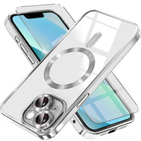 Husă pentru iPhone 13, Electro MagSafe, de argint + Sticlă pentru ecran