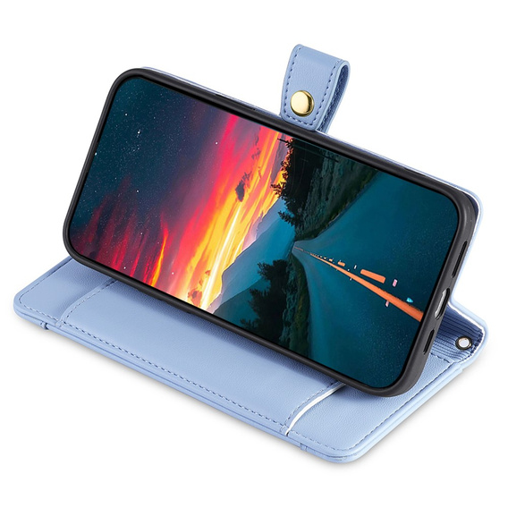 Cu clapetă pentru Oppo Reno 11F 5G, Wallet Zipper Pocket, albastru