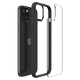 Carcasa Spigen pentru iPhone 15, Ultra Hybrid, negru + sticlă temperată 9H