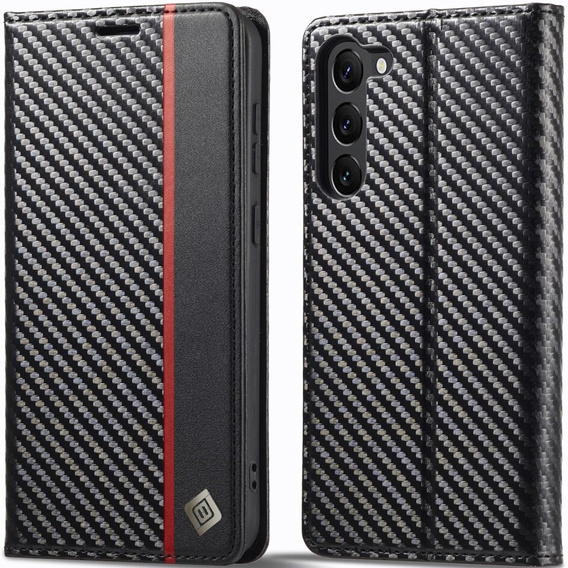 Carcasă cu clapetă pentru Samsung Galaxy S24, Carbon LC.IMEEKE, negru