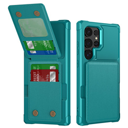 Husa pentru Samsung Galaxy S25 Ultra, Card Holder Kickstand, verde