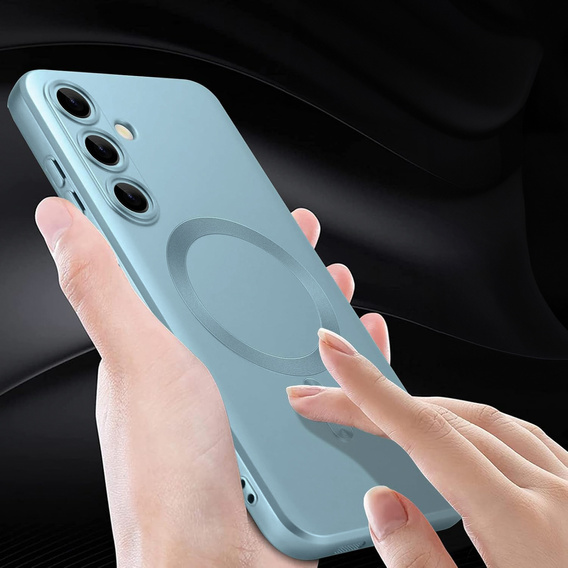 Carcasă pentru Samsung Galaxy A56, ColorMag, pentru MagSafe, albastru + sticlă călită 9H