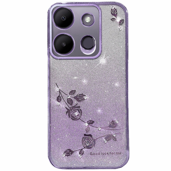 Husă pentru Infinix Smart 7 4G, Glitter Flower, violet