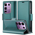 Husă pentru Infinix Note 50 Pro, ERBORD Glossy Litchi, portofel cu clapetă, verde