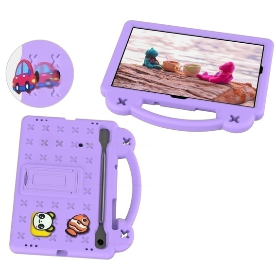 Husă pentru copii pentru Samsung Galaxy Tab S7/S8/S9, Cute Patterns, cu suport, violet