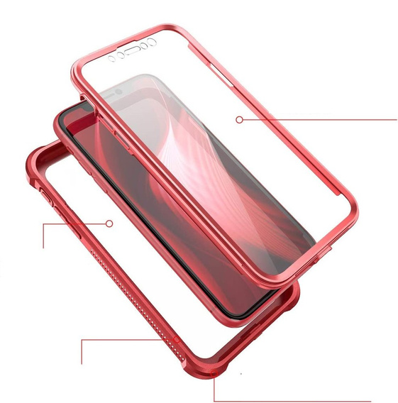 Huse pentru iPhone 11, Dexnor Full Body Rugged, transparent / roșu