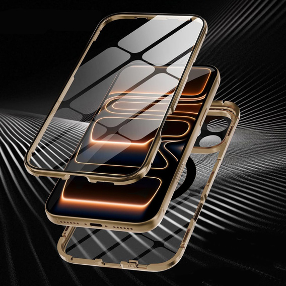 Husă magnetică dublă din sticlă pentru MagSafe pentru iPhone 17 Pro, auriu