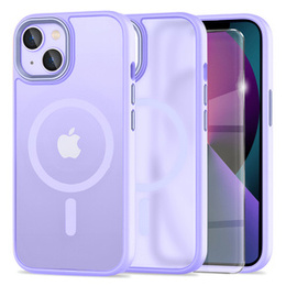 Husă pentru iPhone 13, pentru MagSafe, ERBORD Matt Case, violet + sticlă pentru ecran