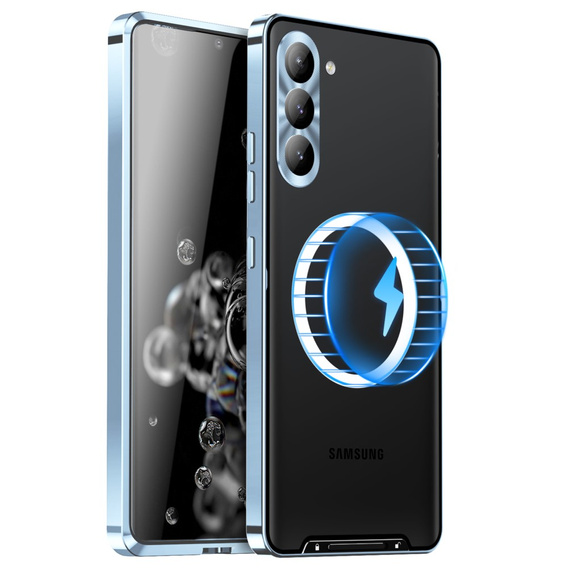 Carcasă de protecție pentru camera foto pentru Samsung Galaxy S23, CamShield MagSafe, transparent / albastru