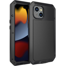 Carcasă pentru iPhone 15, blindată, cu sticlă integrată, negru