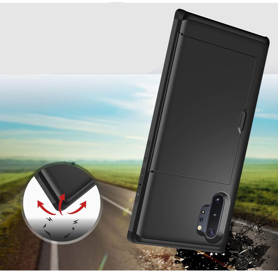Huse pentru Samsung Galaxy Note 10+ Plus, Sliding Card Holder, negru