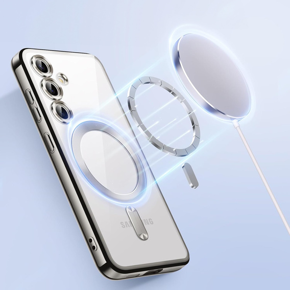 Husă pentru Samsung Galaxy A05s, Electro MagSafe, de argint + Sticlă pentru ecran