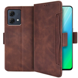 Cu clapetă pentru Motorola Moto G84 5G, Card Slot, maro