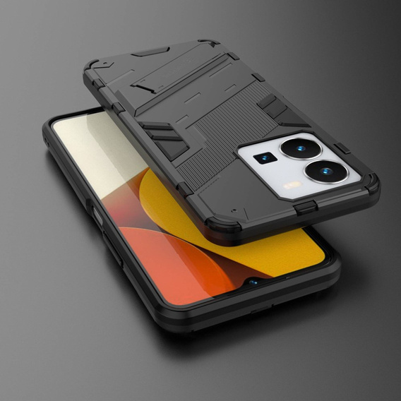 Husa pentru Vivo Y35 4G, Military kickstand, negru