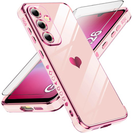 Carcasa pentru Samsung Galaxy A26, Electro heart, roz rose gold + sticlă 9H
