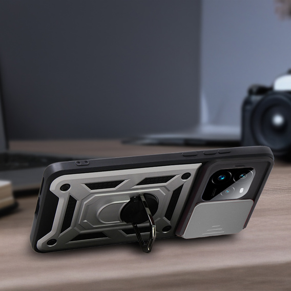 Husă blindată pentru Realme GT 7 Pro, CamShield Slide, de argint