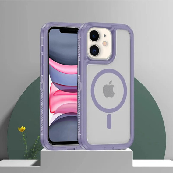 Carcasă cu ramă pentru iPhone 11, pentru MagSafe, transparent / violet