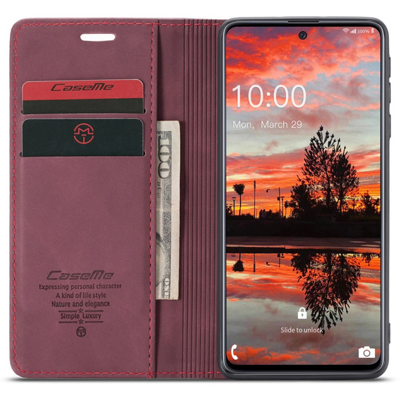 Husa CASEME pentru Samsung Galaxy A33 5G, Leather Wallet Case, roșu