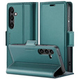 Husă pentru Samsung Galaxy S25, ERBORD Glossy Litchi, portofel cu clapetă, verde