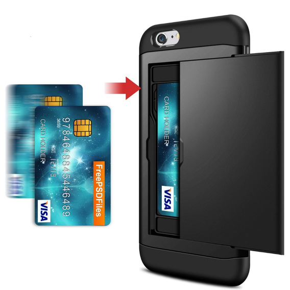 Huse pentru iPhone 7/8/SE 2020/SE 2022, Sliding Card Holder, negru