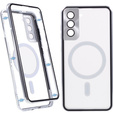 Carcasa Magnetic Dual Glass MagSafe pentru Samsung Galaxy S22 Plus, de argint