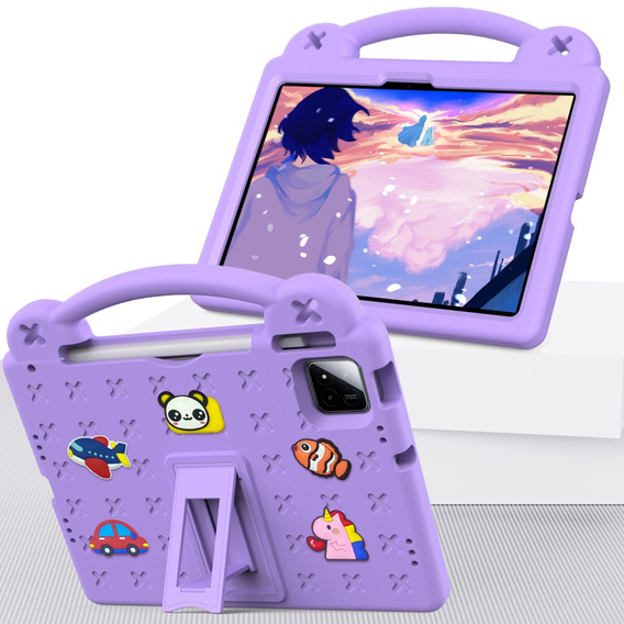 Husă pentru copii pentru Xiaomi Pad 7 / 7 Pro, Cute Patterns, cu suport, violet