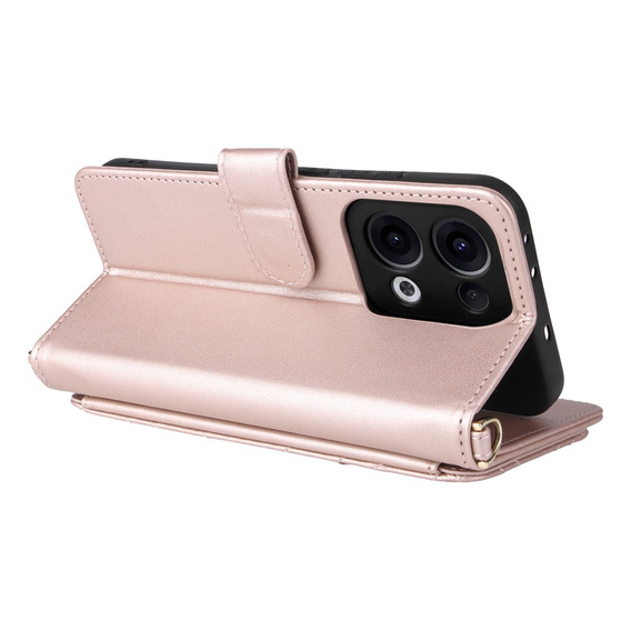 Carcasă cu clapetă pentru Oppo Reno 13 5G, Crossbody Leather Wallet, roz