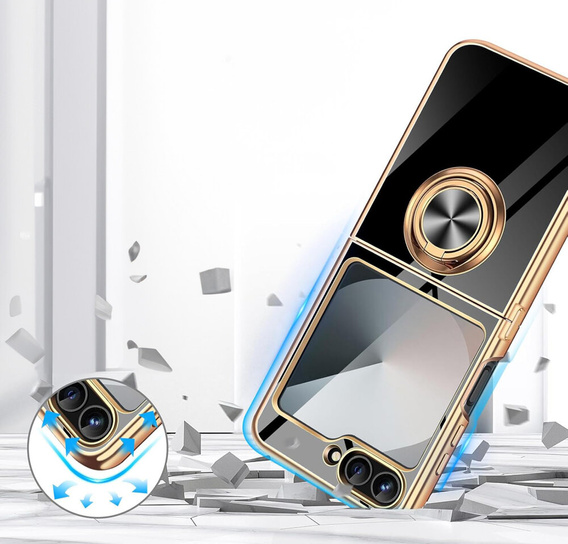 Huse pentru Samsung Galaxy Z Flip7 FE / Z Flip6, Electro Ring, negru