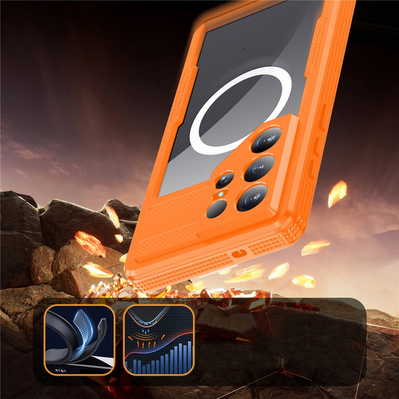 Husă impermeabilă Redpepper MagSafe pentru Samsung Galaxy S26 Ultra, portocaliu