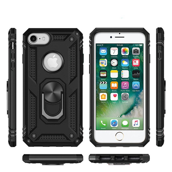 Husă blindată pentru iPhone 6/6S/7/8/SE 2020/SE 2022, Nox Case Ring, negru