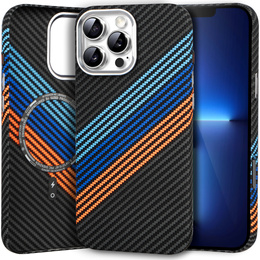 Carcasa pentru iPhone 13 Pro, Carbon Fiber MagSafe, albastru închis