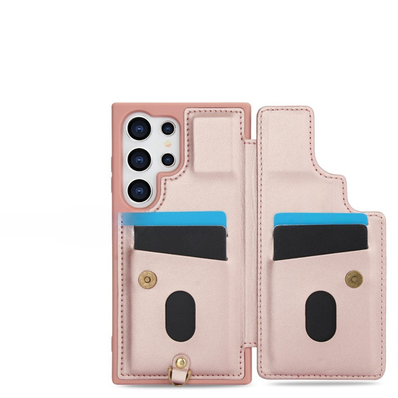 Husa pentru Samsung Galaxy S25 Ultra, Leather Flower Card Slot, roz