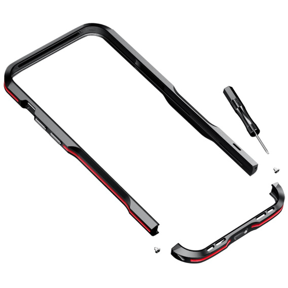 Husa LUPHIE pentru iPhone 14, Armor Bumper, negru / roșu